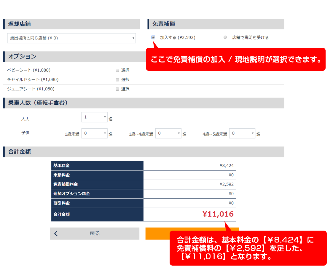 免責補償料金込プラン